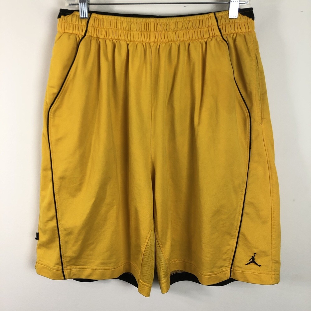 Air Jordan Dri-Fit Basketball Shorts Men's Size 2XL Yellow Y2K Athletic NBA